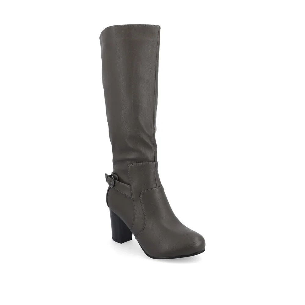 Women's Carver Wide Calf Block Heel Knee High Boots Grey 9 NIB